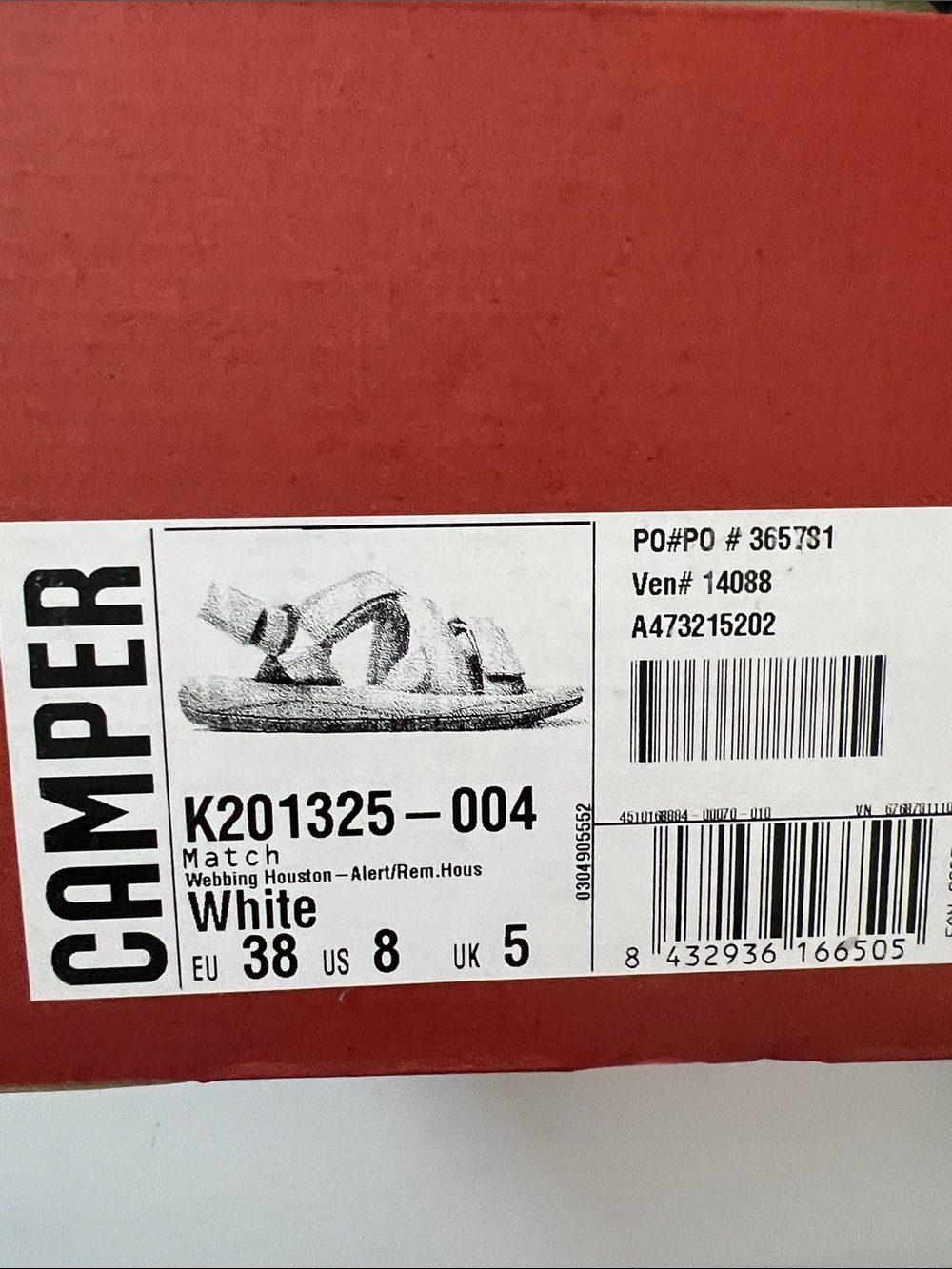 Camper Match Houston Webbing Sport Sandals White Yellow New In Box US 8 - Picture 8 of 9
